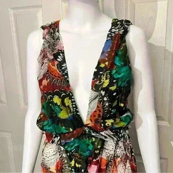 Roberto Cavalli Beachwear Womens Semi-Sheer Cover Maxi Dress Butterfly Sz Medium - Picture 6 of 14